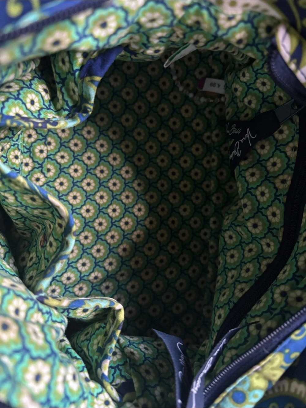 Y2K Vera Bradley Green Blue Paisley Satchel Silver Chain